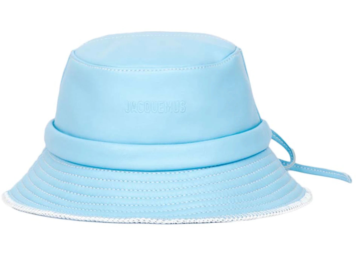 Jacquemus Le Bob Mentalo Leather Bow Bucket Hat Blue