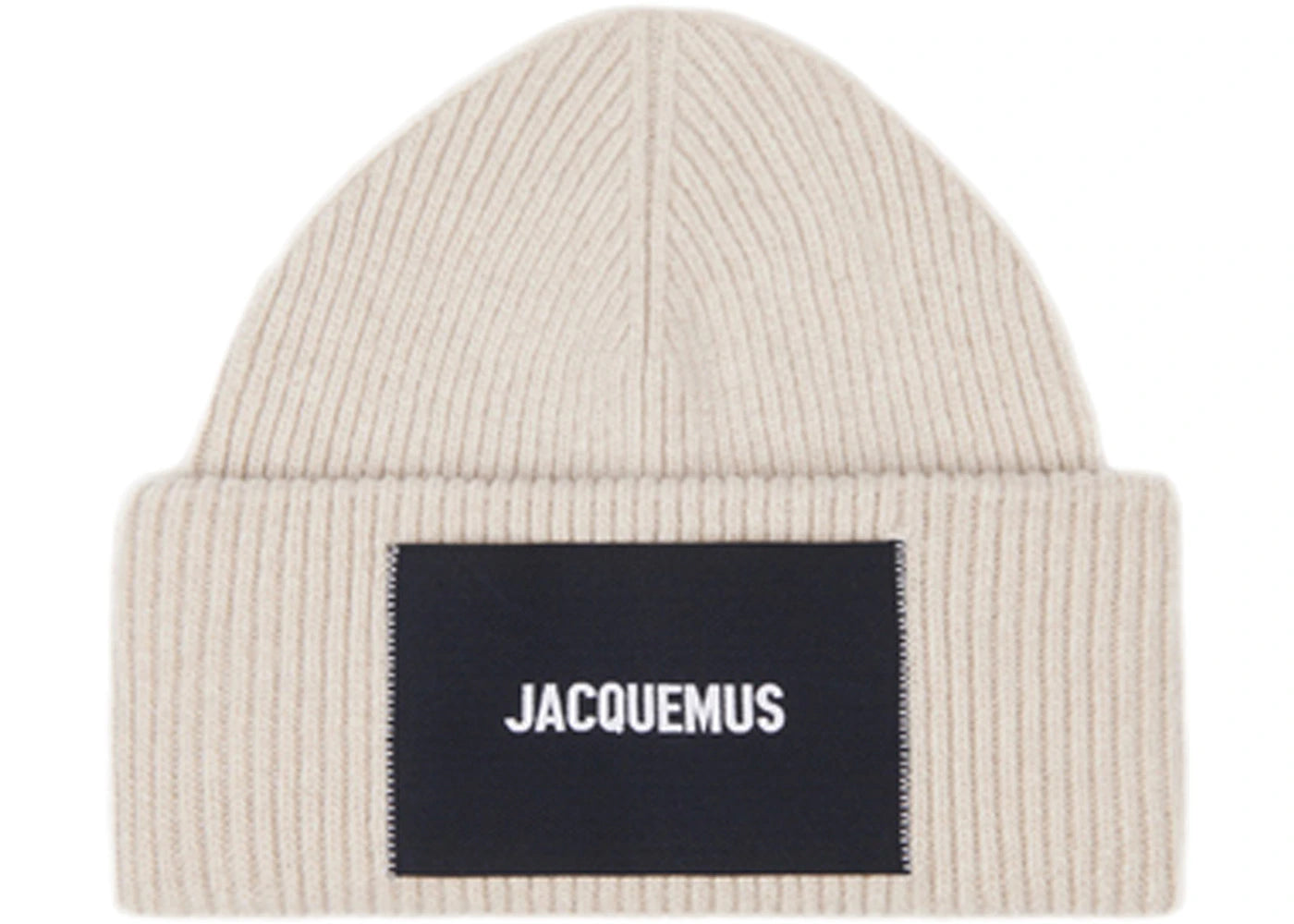 Jacquemus Le Bonnet Ribbed Beanie Hat Beige