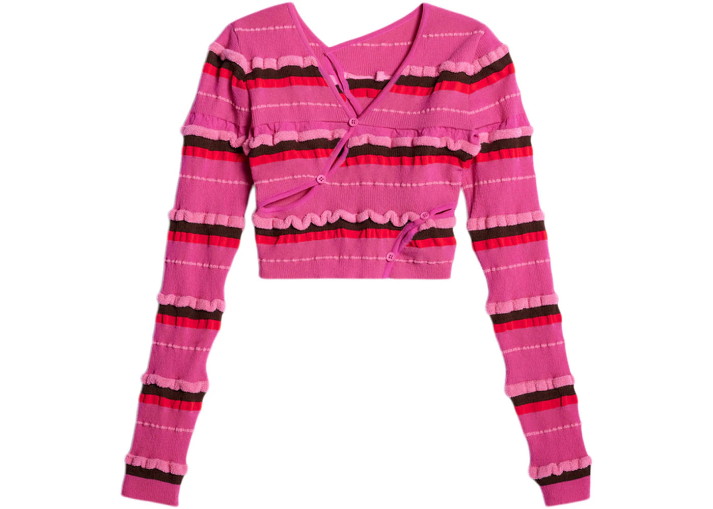 Jacquemus Le Cardigan Tordu Asymmetric Cropped Cardigan Dark Pink