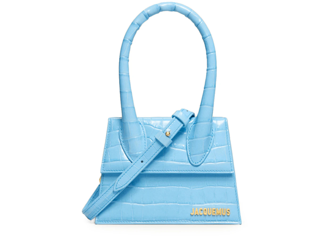 Jacquemus Le Chiquito Moyen Signature Handbag Croco Embossed Gradient Blue