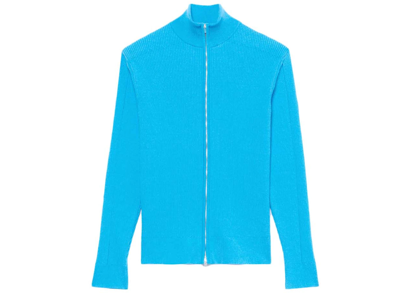 Jacquemus Le Gilet Frescu Zip Up Ribbed Sweater Turquoise