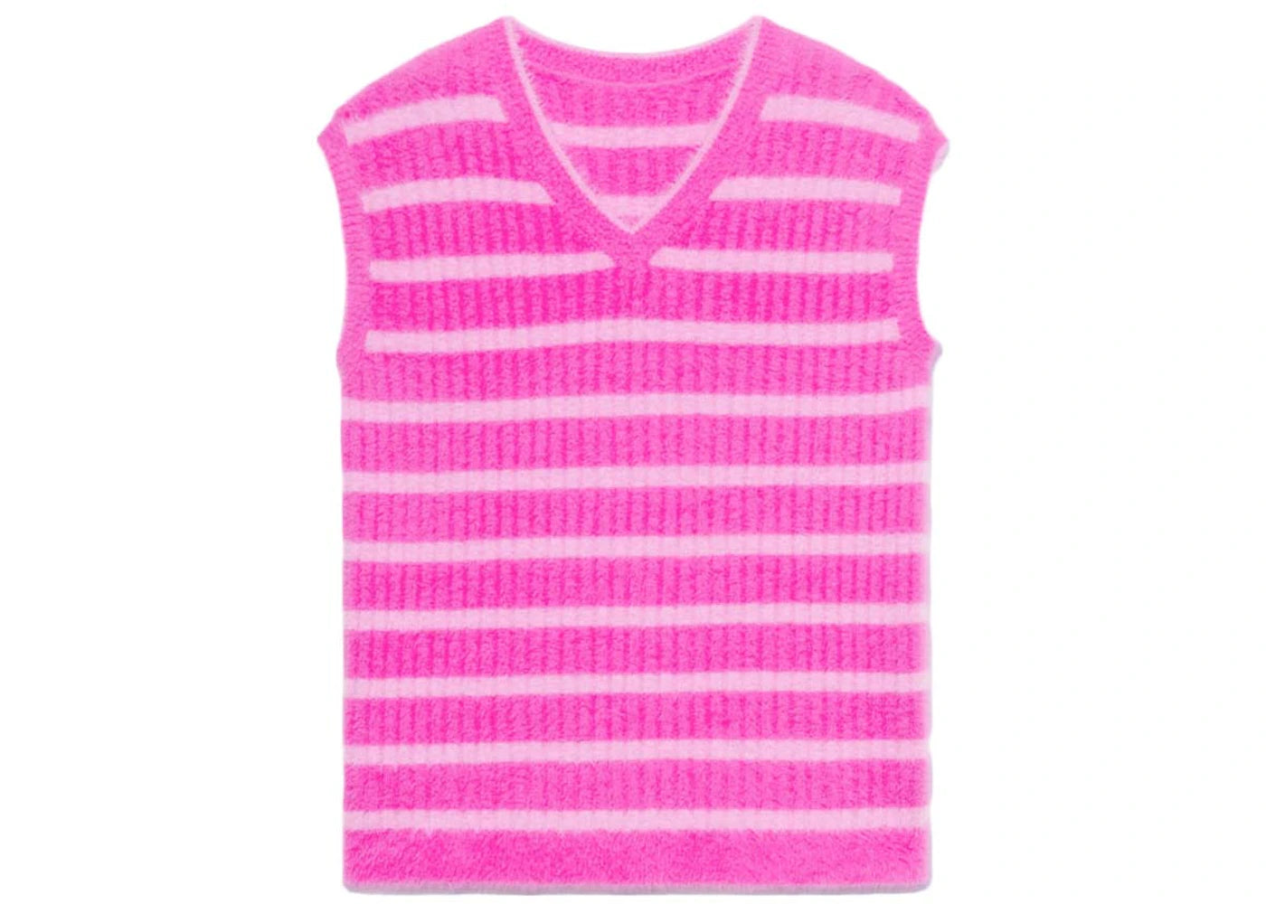 Jacquemus Le Gilet Neve Fluffy Striped Pullover Vest Multi Pink