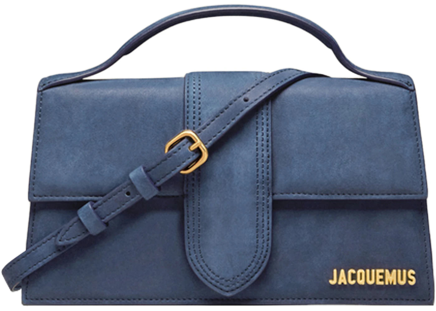 Jacquemus Le Grand Bambino Crossbody Flap Bag Nubuck Dark Navy