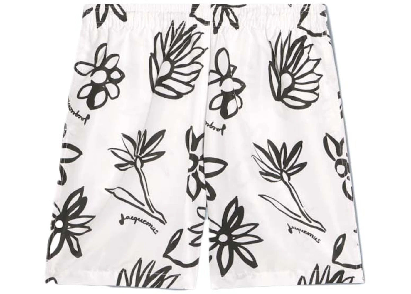 Jacquemus Le Maillot Peinture Flower Sketch Swim Shorts Print Black/White Flowers