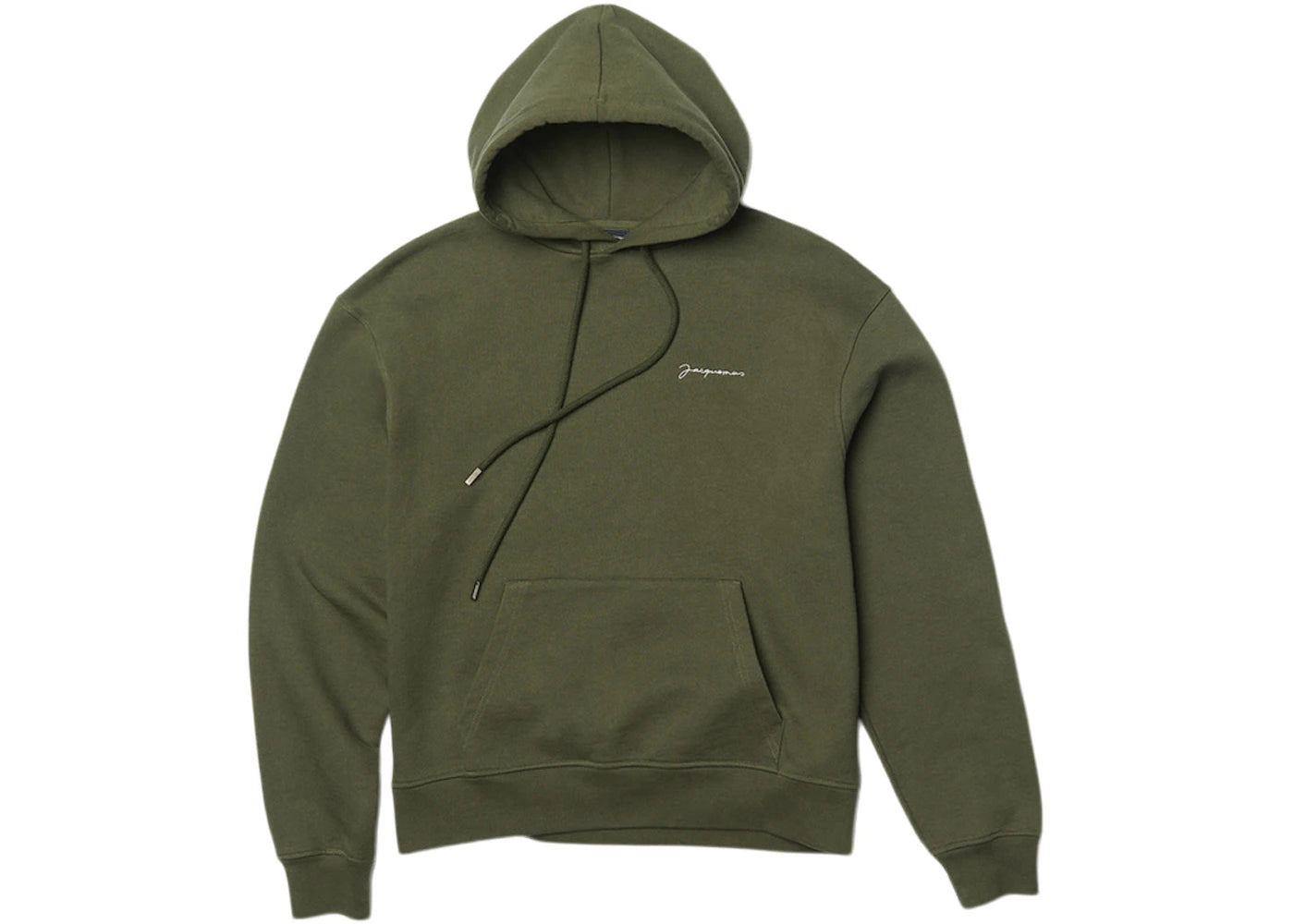 Jacquemus Le Sweatshirt Brode Embroidered Logo Regular Fit Hoodie Khaki