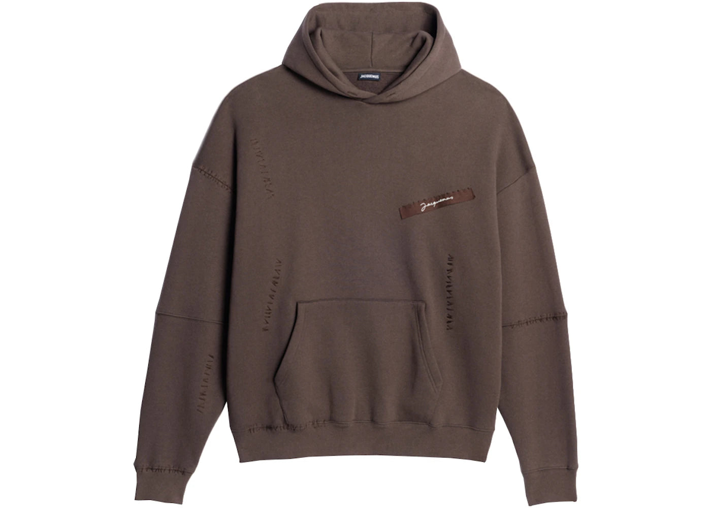 Jacquemus Le Sweatshirt Gasta Grosgrain Stitched Hoodie Dark Brown