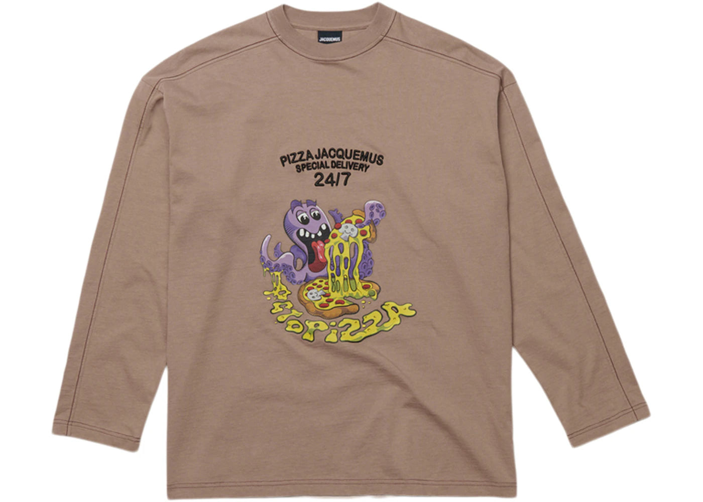 Jacquemus Le T-Shirt Octopizza Oversized Longsleeve T-Shirt Print Octopizza Brown