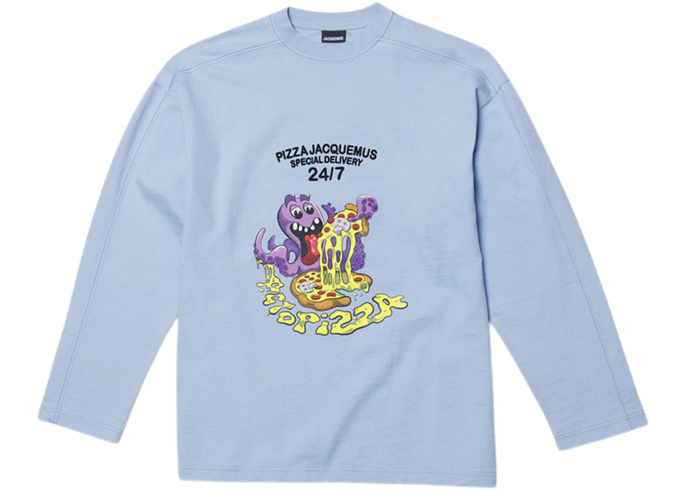 Jacquemus Le T-Shirt Octopizza Oversized Longsleeve T-Shirt Print Octopizza Light Blue