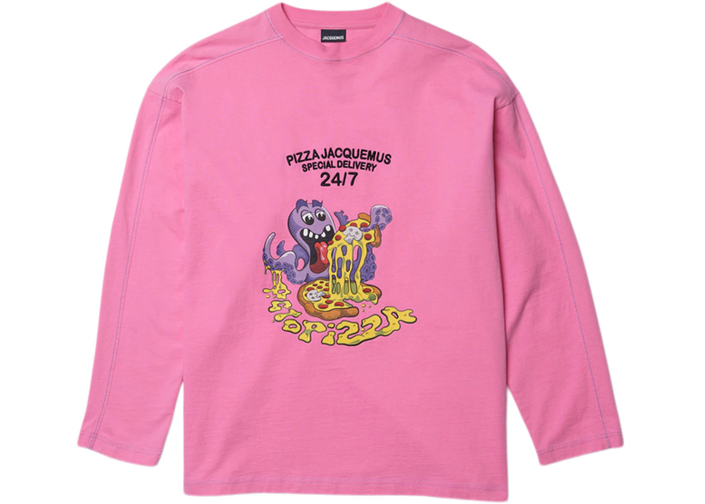 Jacquemus Le T-Shirt Octopizza Oversized Longsleeve T-Shirt Print Octopizza Pink