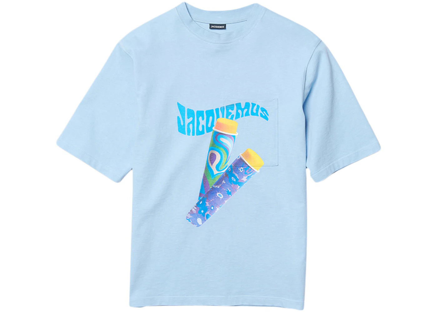 Jacquemus Le T-Shirt Paisley Sorbet Logo Boxy Fit T-Shirt Print Sorbet Blue