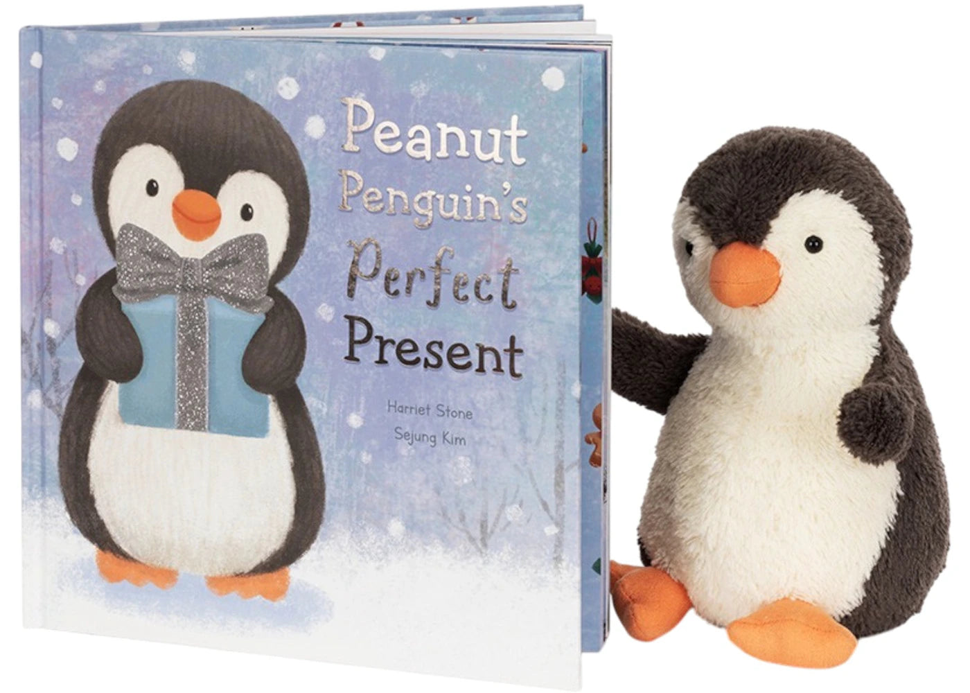 Jellycat Peanut Penguin’s Perfect Present Book And Peanut Penguin Medium Plush