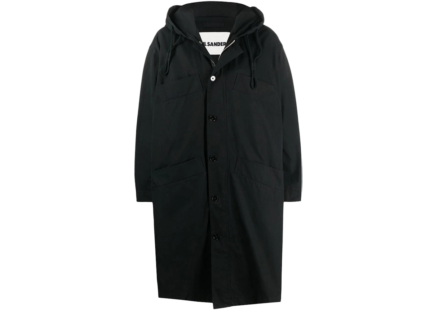 Jil Sander Oversized Hooded Parka Coat Black