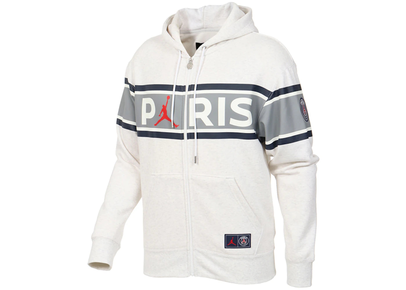 Jordan PSG Zip Up Hoodie Birch Heather/University Red