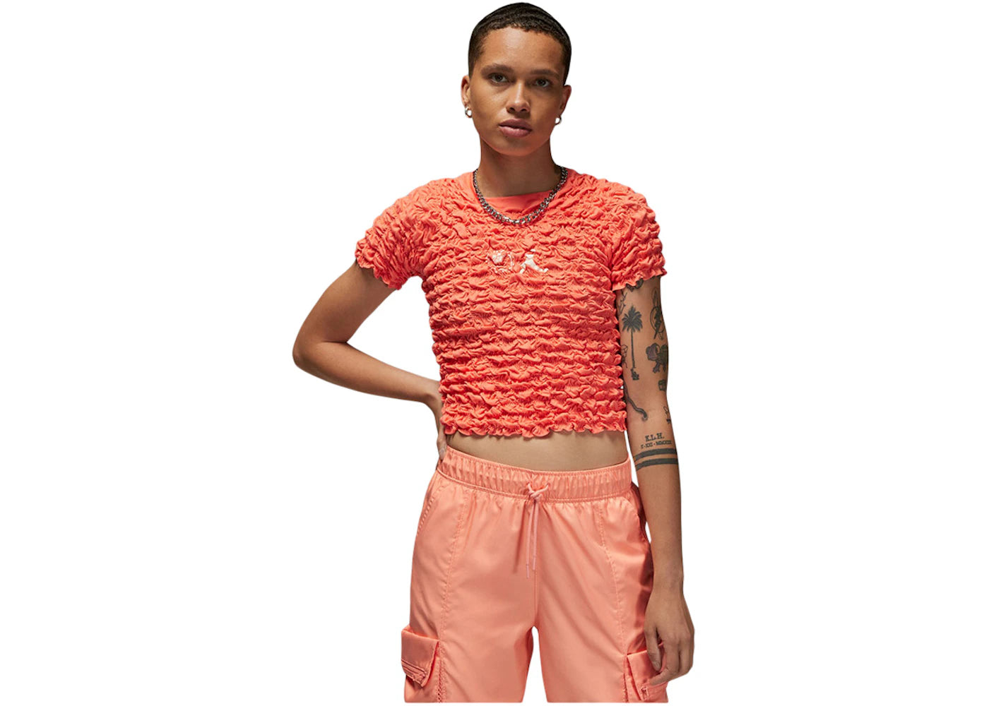 Jordan Womens Bephies Beauty Supply Scrunchie T-shirt Lt Wild Mango/Pale Ivory