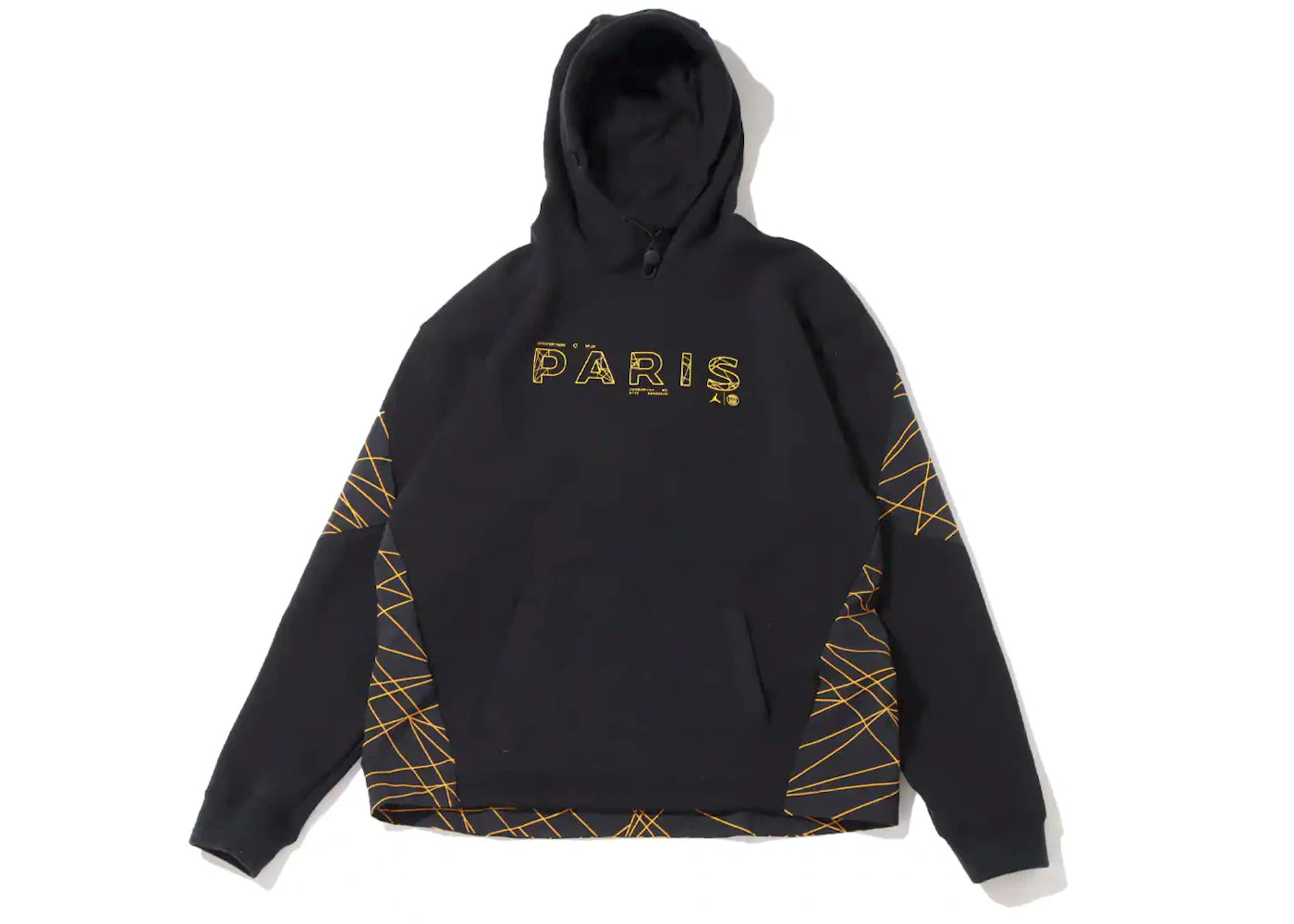 Jordan x Paris Saint-Germain Lines Fleece Pullover Hoodie (Asia Sizing) Black/Tour Yellow