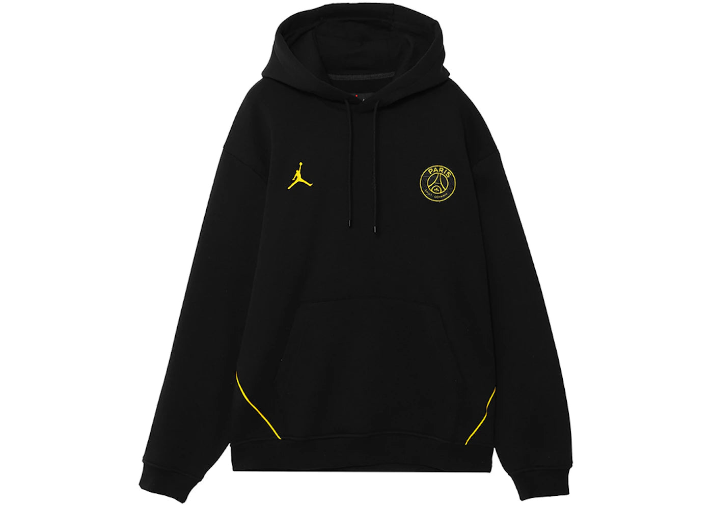 Jordan x Paris Saint-Germain Logo Fleece Pullover Hoodie (Asia Sizing) Black/Tour Yellow