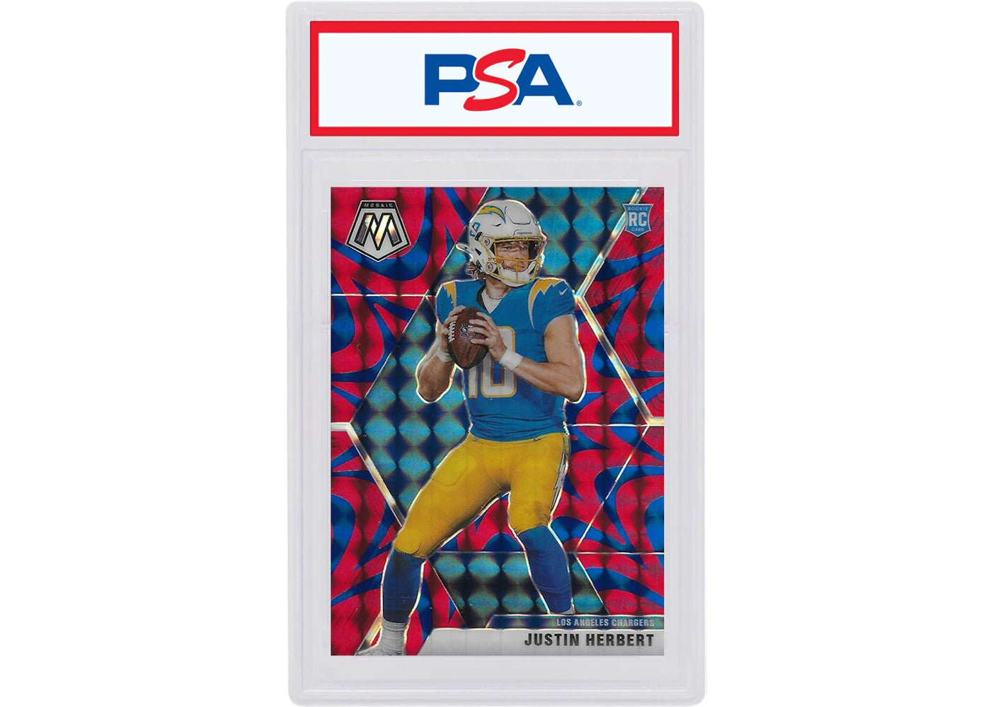 Justin Herbert 2020 Panini Mosaic Rookie Reactive Blue #204 (PSA or BGS Graded)
