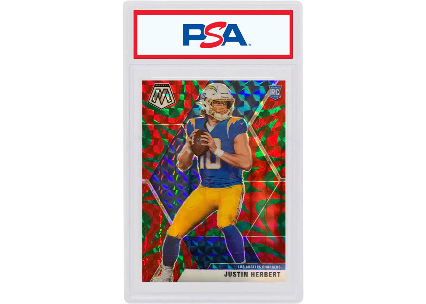 Justin Herbert 2020 Panini Mosaic Rookie Reactive Green #204 (PSA or BGS Graded)
