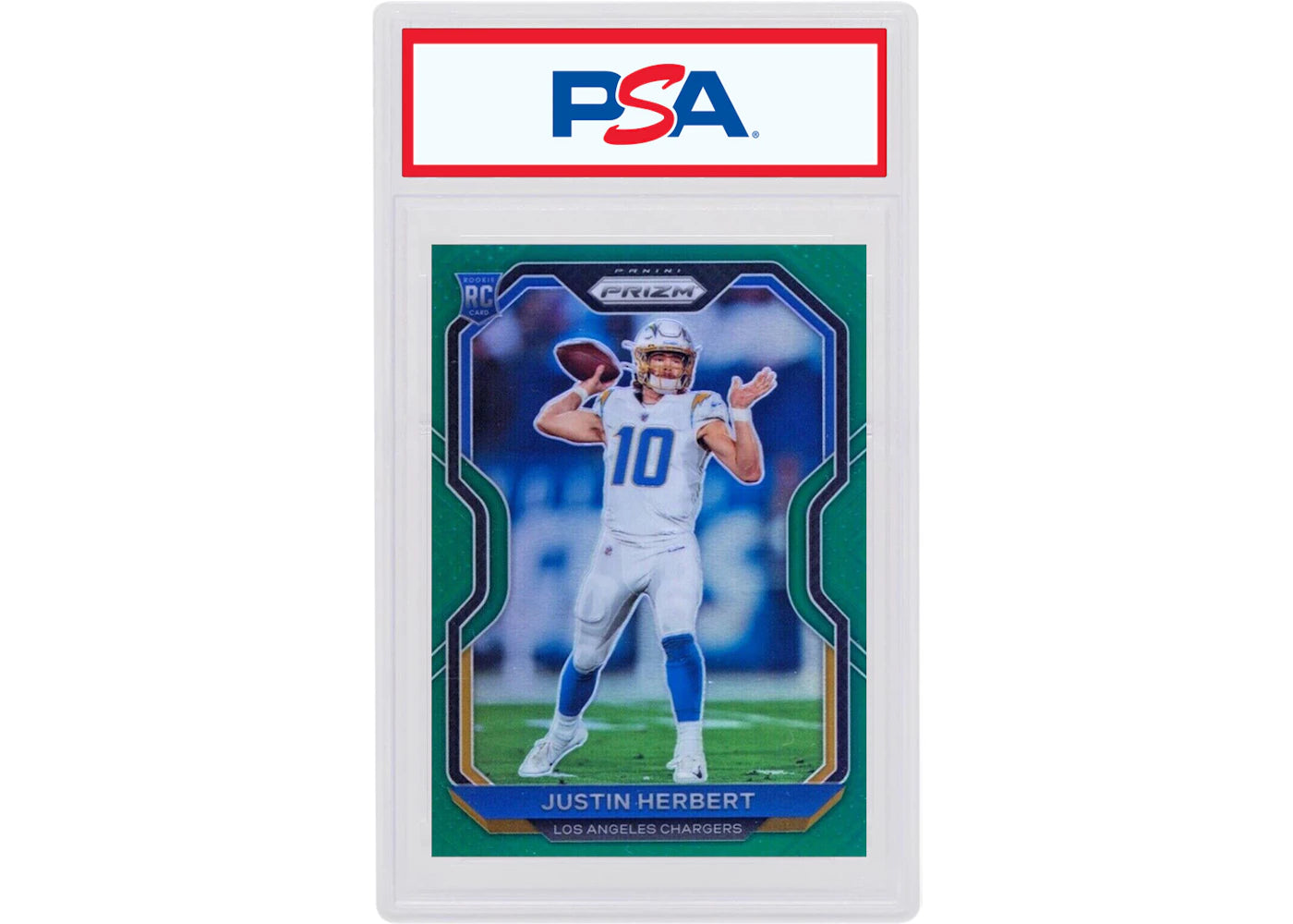 Justin Herbert 2020 Panini Prizm Rookie Green #325 (PSA or BGS Graded)