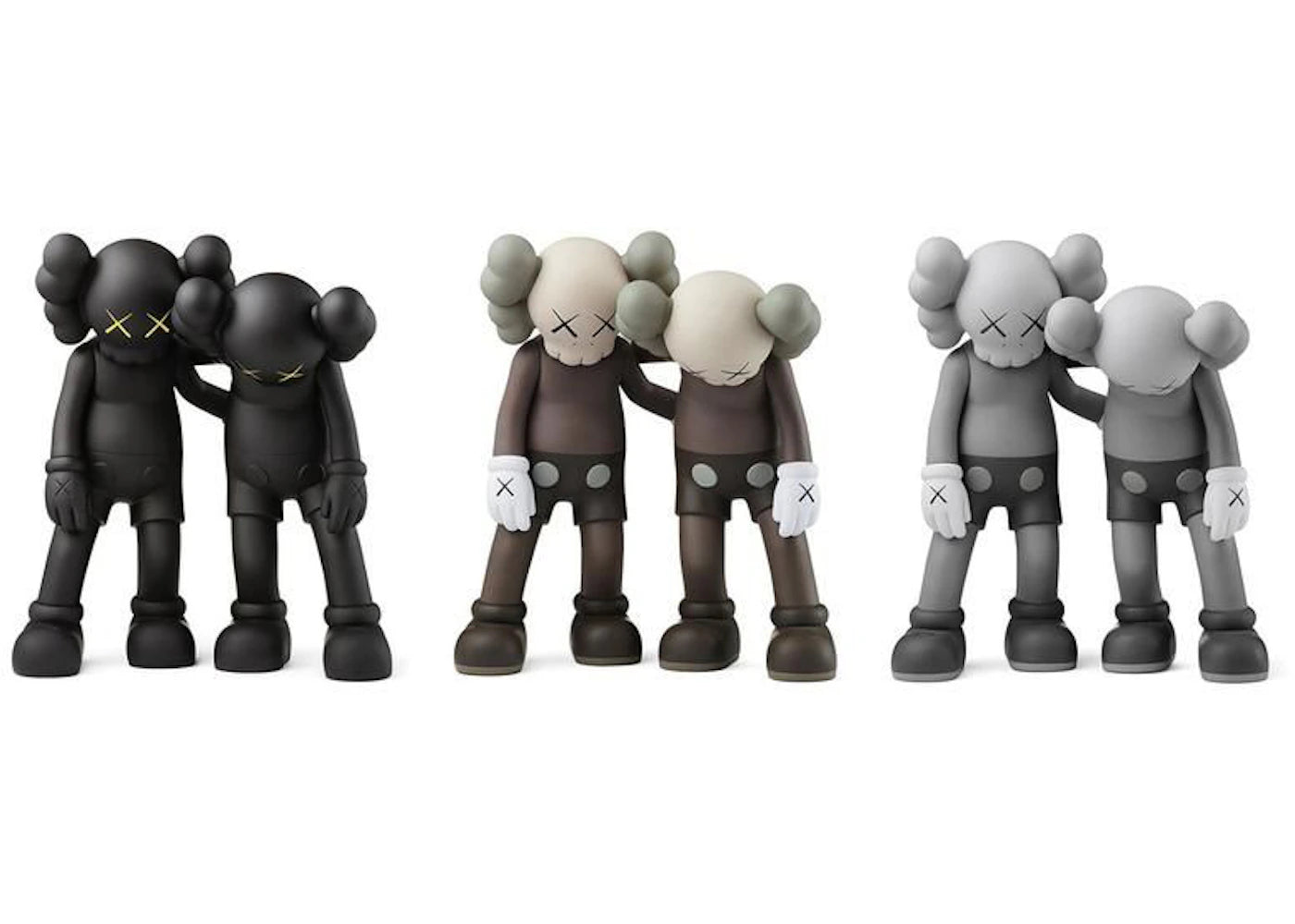 KAWS Along The Way Vinyl Figure Black/Brown/Grey Set