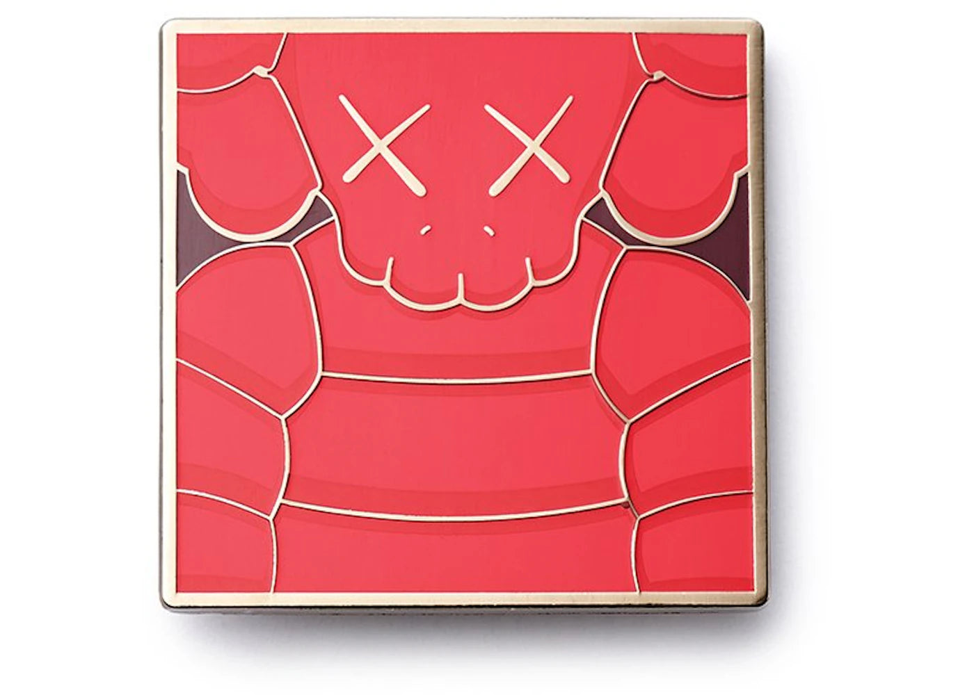 KAWS Brooklyn Museum WHAT PARTY Square Pin Red