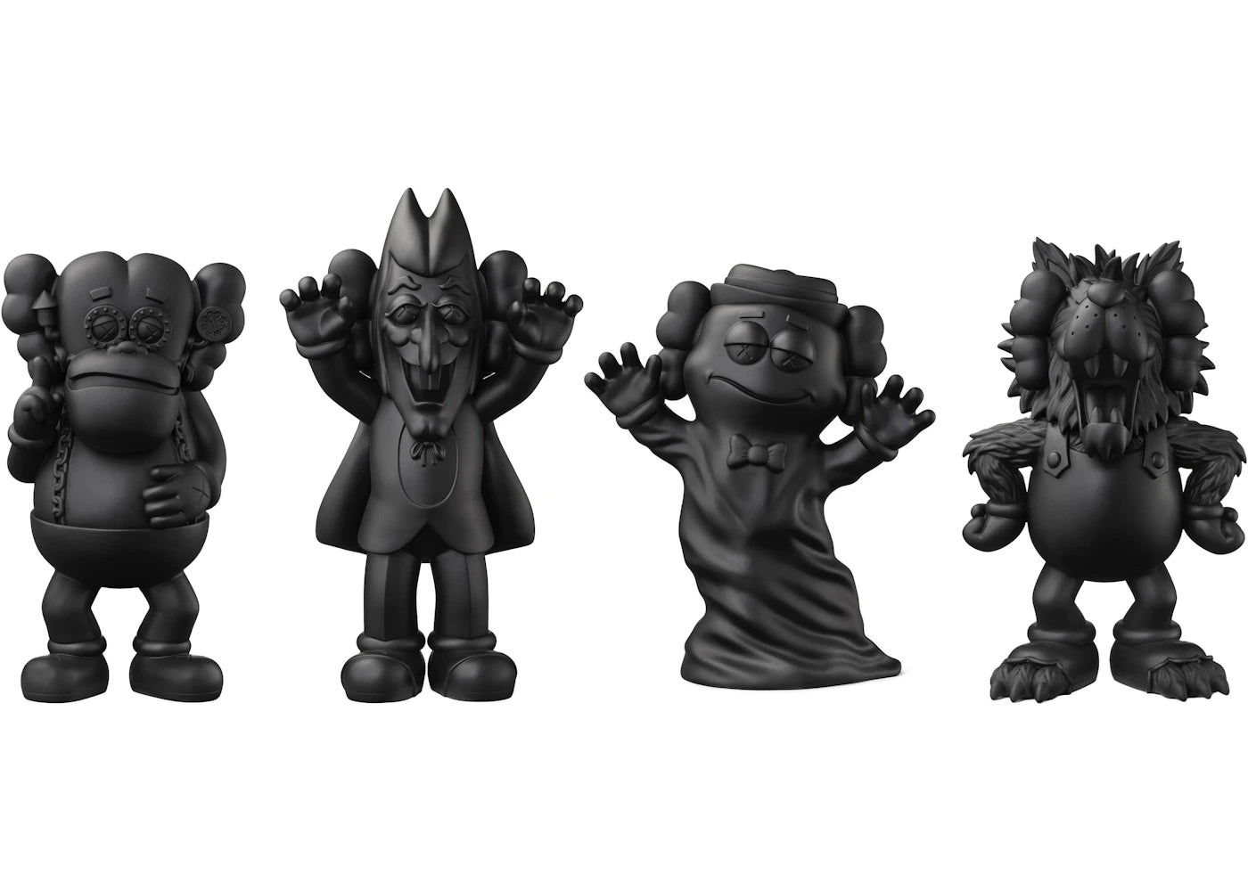 KAWS Cereal Monsters Franken Berry Count Chocula Boo Berry Frute Brute Figure Set Black