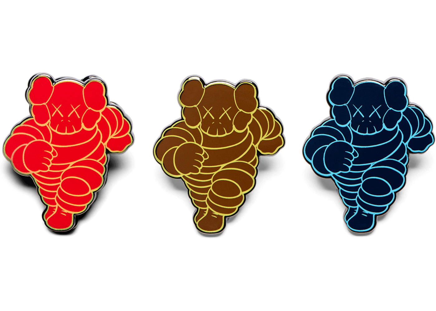 KAWS Chum Pin (Set of 3) Red Navy Olive