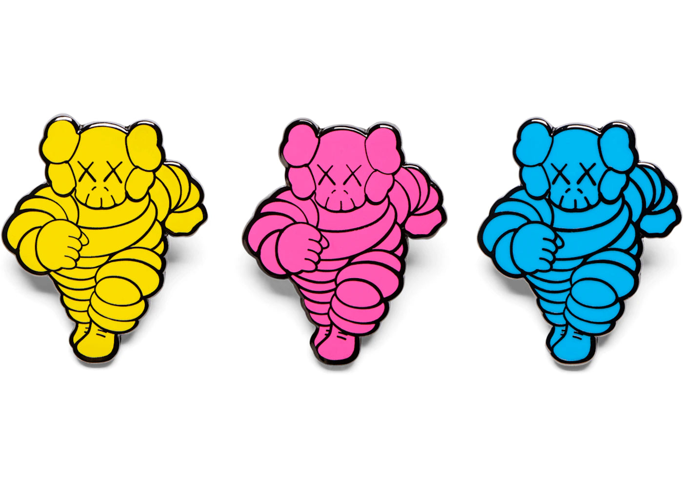 KAWS Chum Pin (Set of 3) Yellow Pink Blue