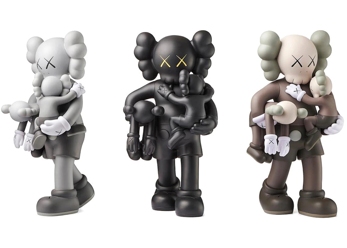 KAWS Clean Slate Vinyl Figure Grey/Black/Brown Set