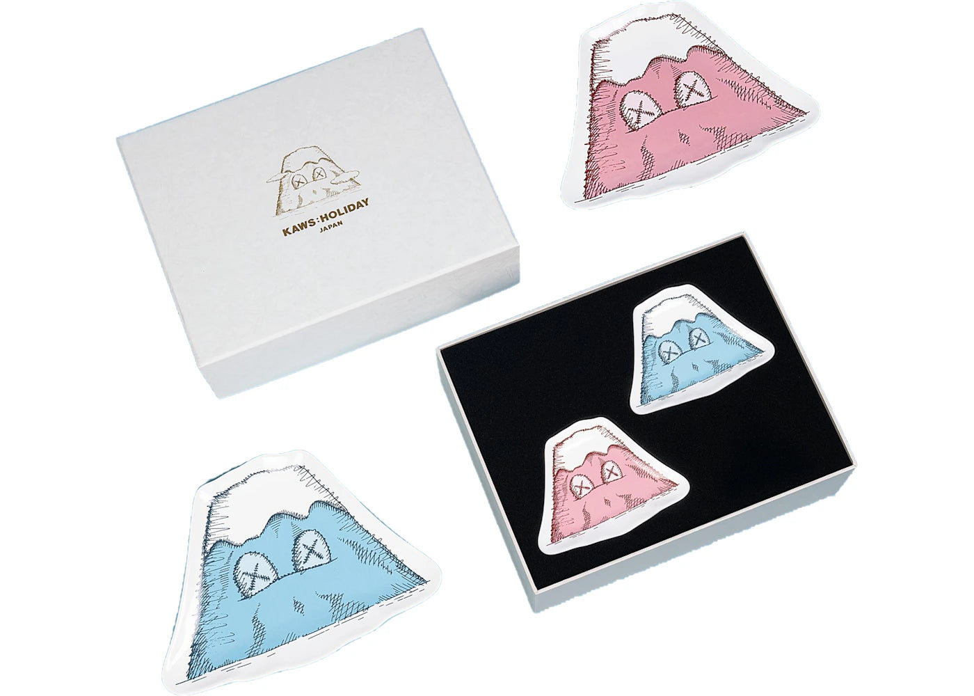 KAWS Holiday Japan Mount Fuji Ceramic Plate (Set of 4) Multicolor