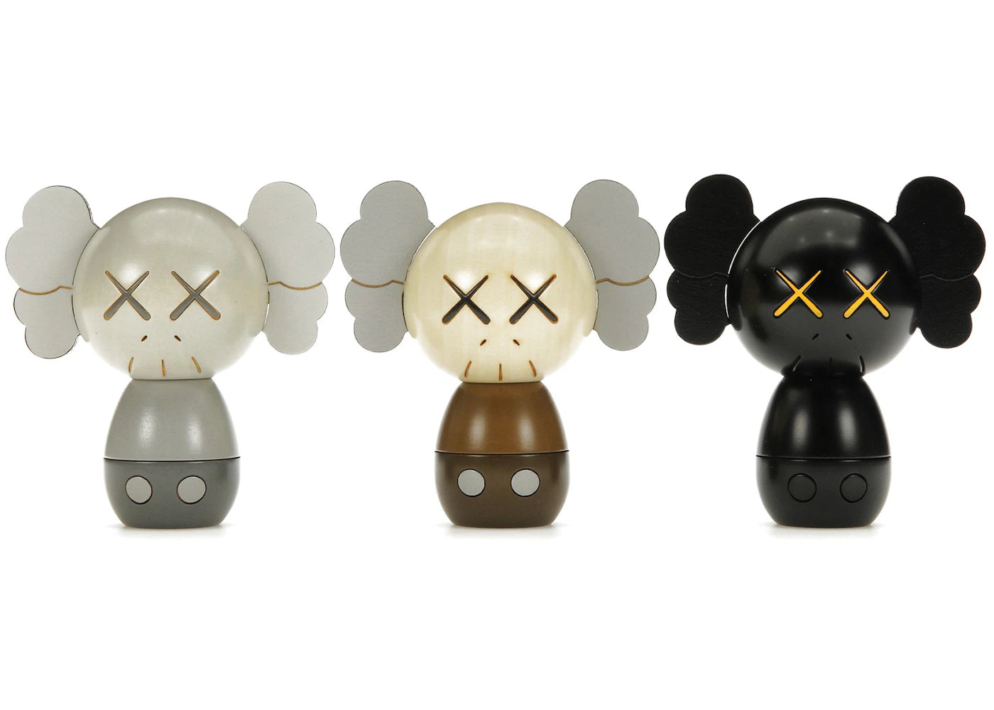 KAWS Holiday Japan Kokeshi Doll Set of 3 (Edition of 1,000) Multicolor