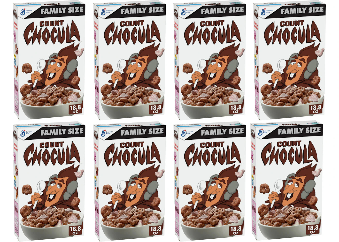 KAWS Monsters Count Chocula Cereal Family Size 8x Lot (Not Fit For Human Consumption)