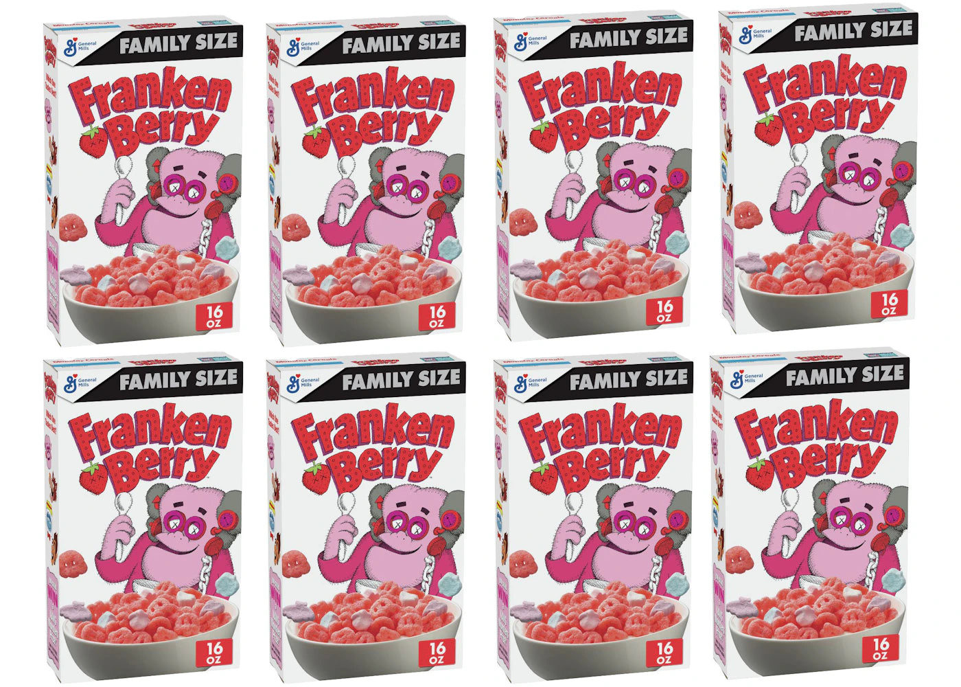 KAWS Monsters Franken Berry Cereal Family Size 8x Lot (Not Fit For Human Consumption)