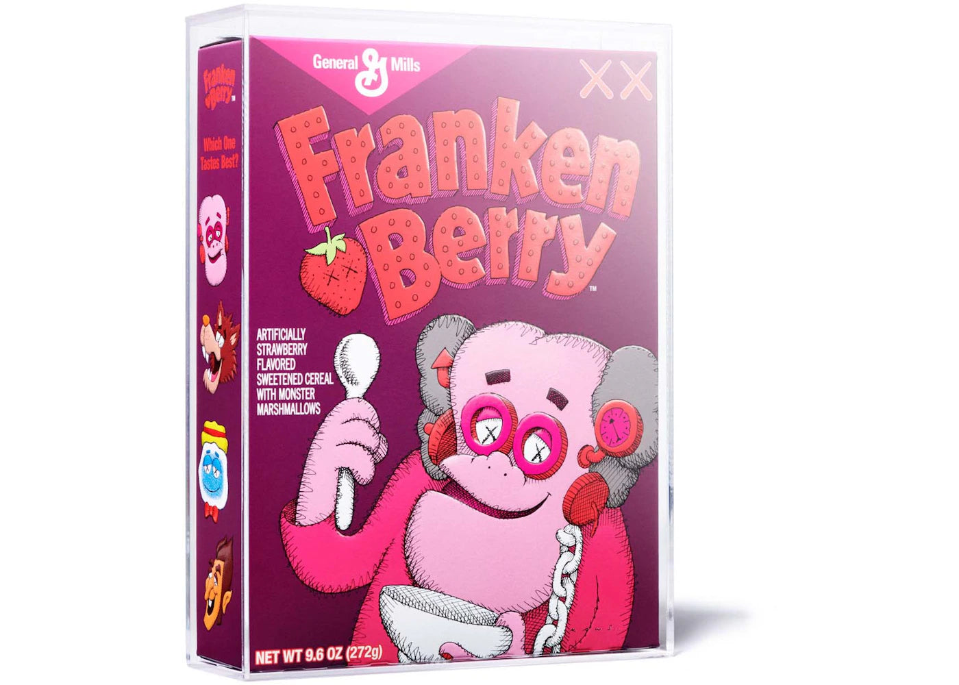 KAWS Monsters Franken Berry Cereal Limited Edition in Acrylic Case (Not Fit For Human Consumption)