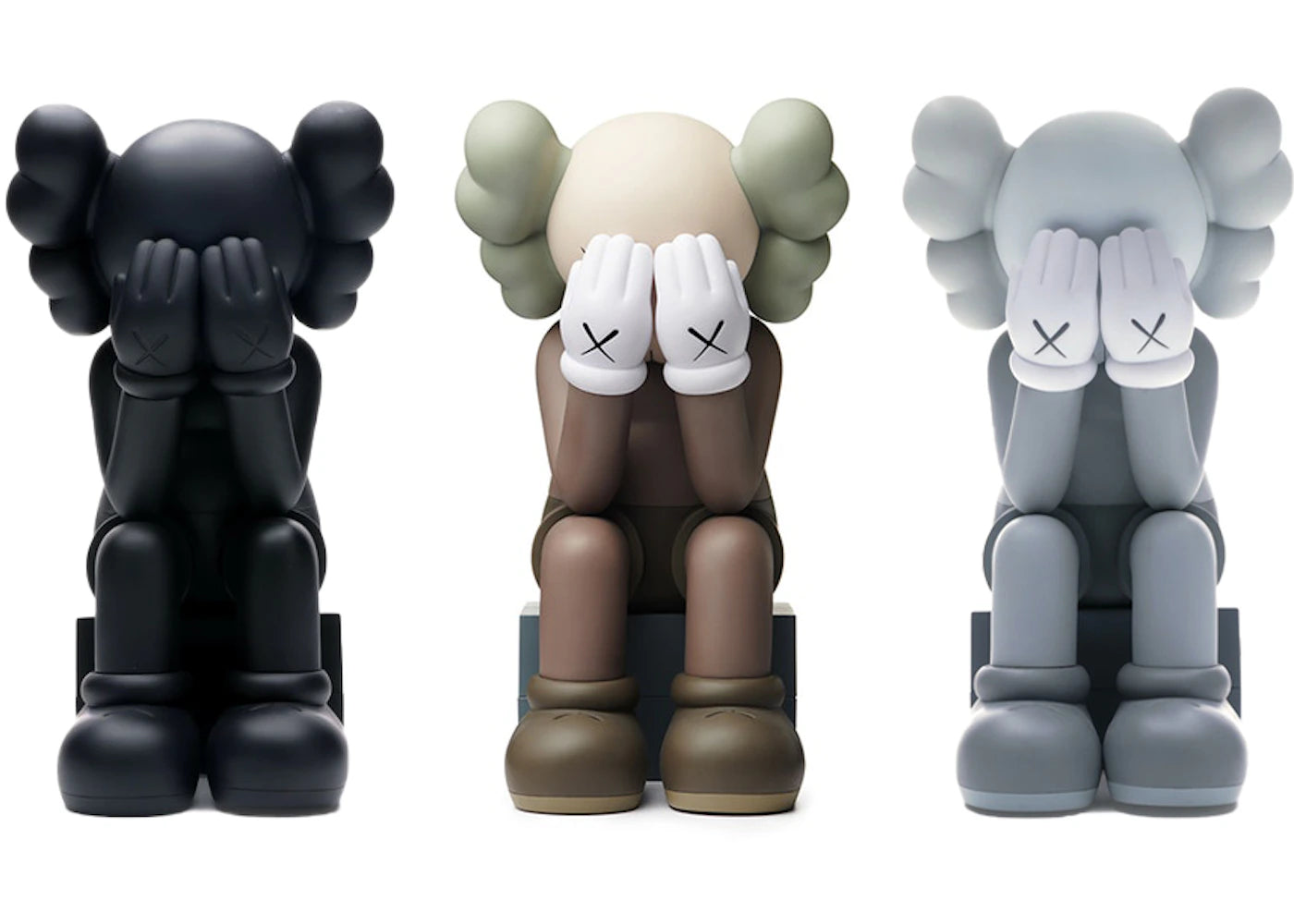 KAWS Passing Through Open Edition Vinyl Figure Black/Brown/Grey Set