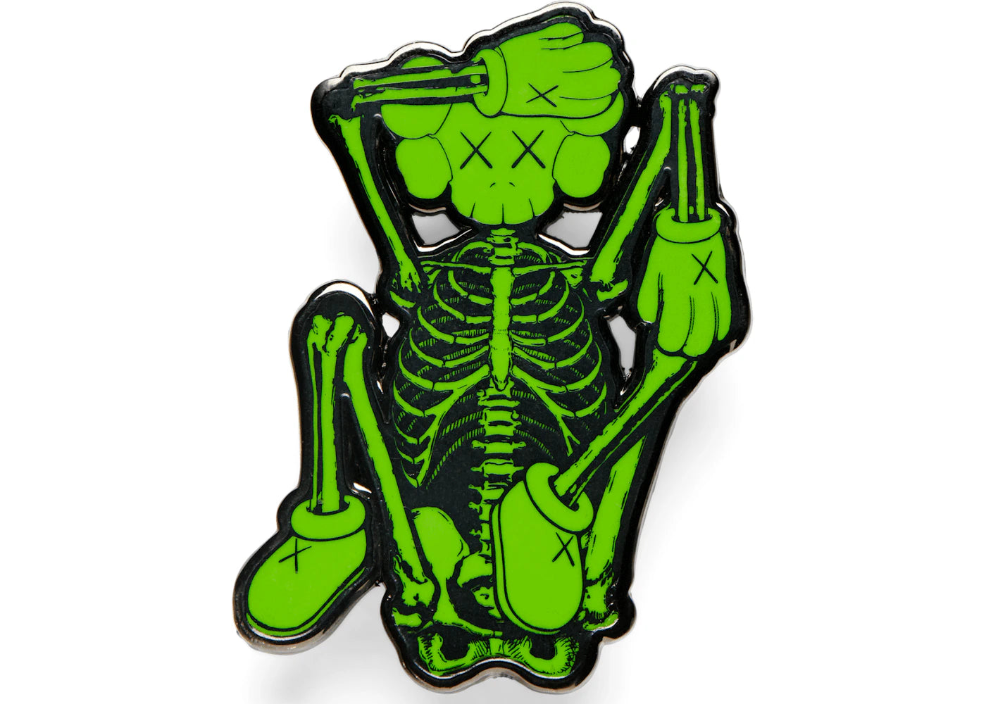 KAWS Skeleton Pin Green