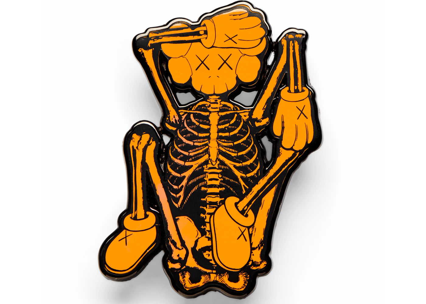 KAWS Skeleton Pin Orange