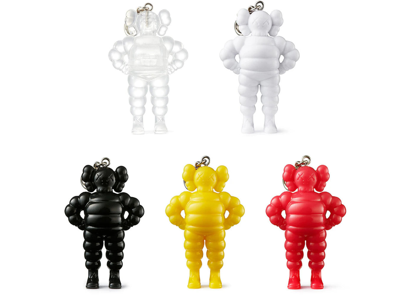 KAWS Tokyo First Chum Keychain Clear/White/Black/Yellow/Pink Set (2021)