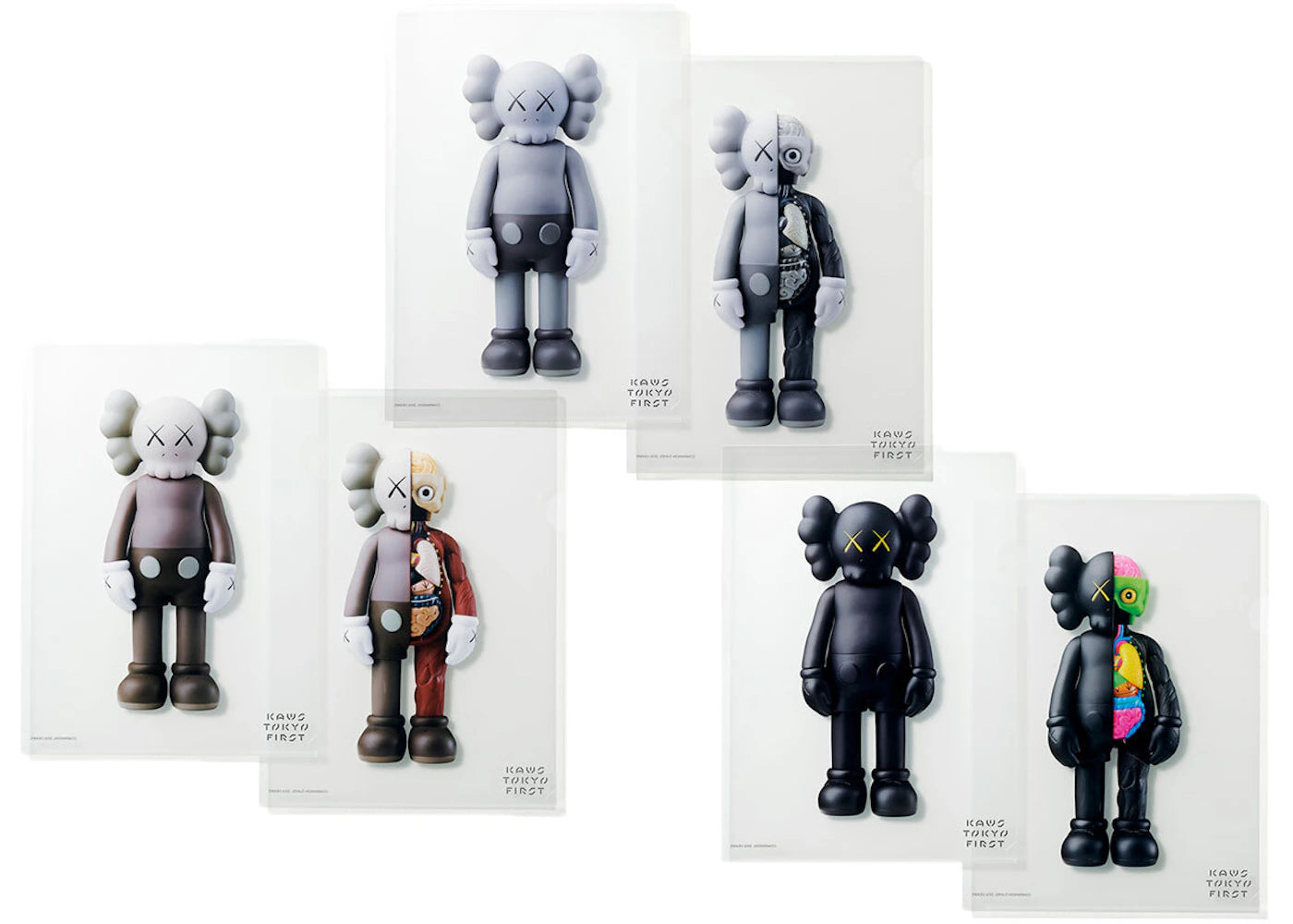 KAWS Tokyo First Clear File Companion & Flayed Companion Grey/Black/Brown Set