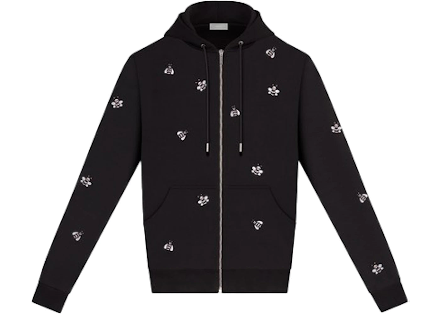 KAWS x Dior Embroidered Bees Zip Up Sweatshirt Black
