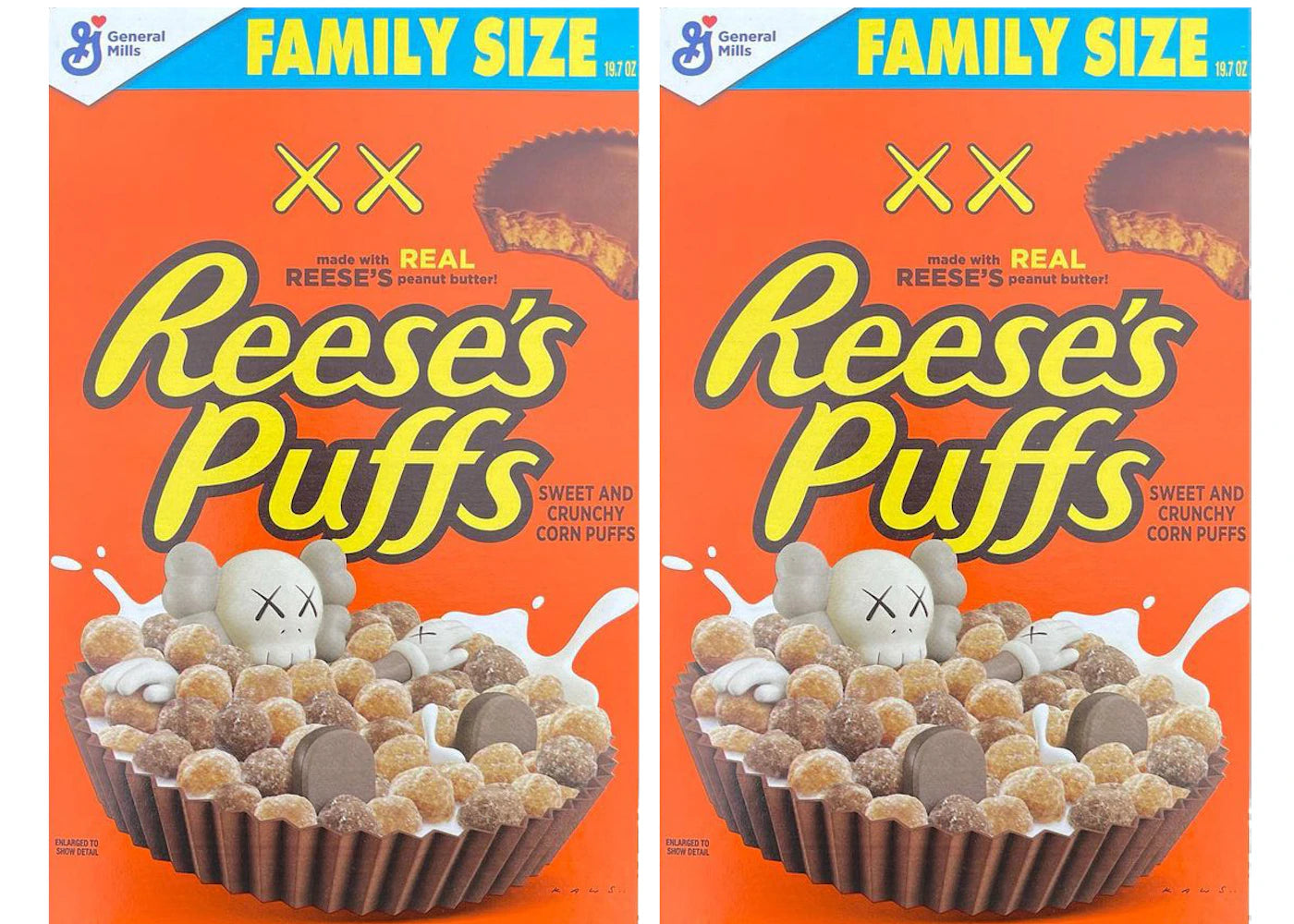 KAWS x Reese's Puffs Cereal Family Size 2x Lot (Not Fit For Human Consumption)