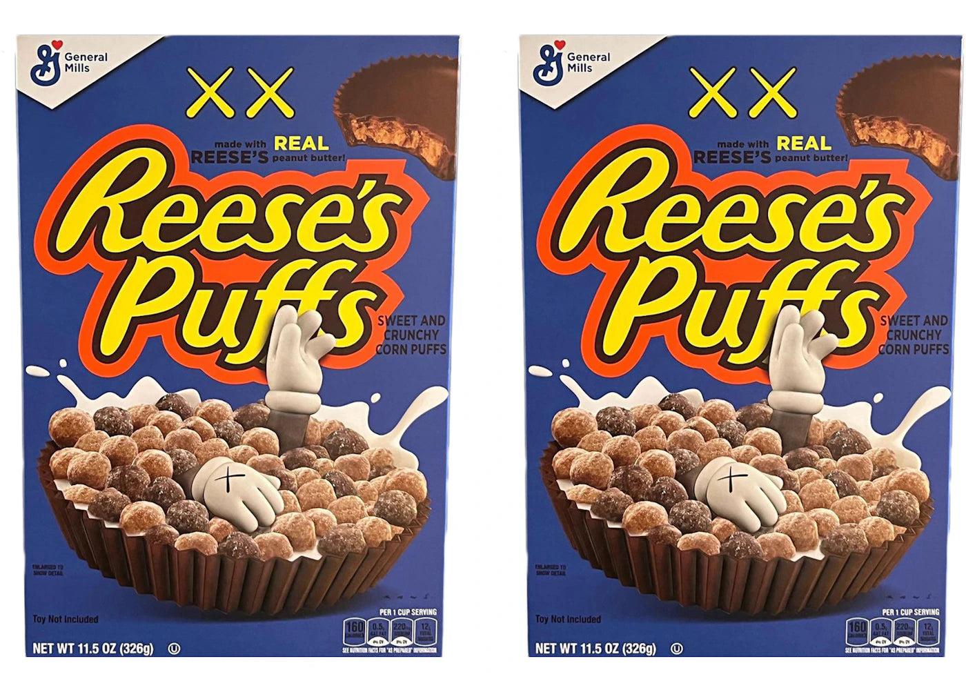 KAWS x Reese's Puffs Limited Edition Cereal 2x Lot (Not Fit For Human Consumption) Blue