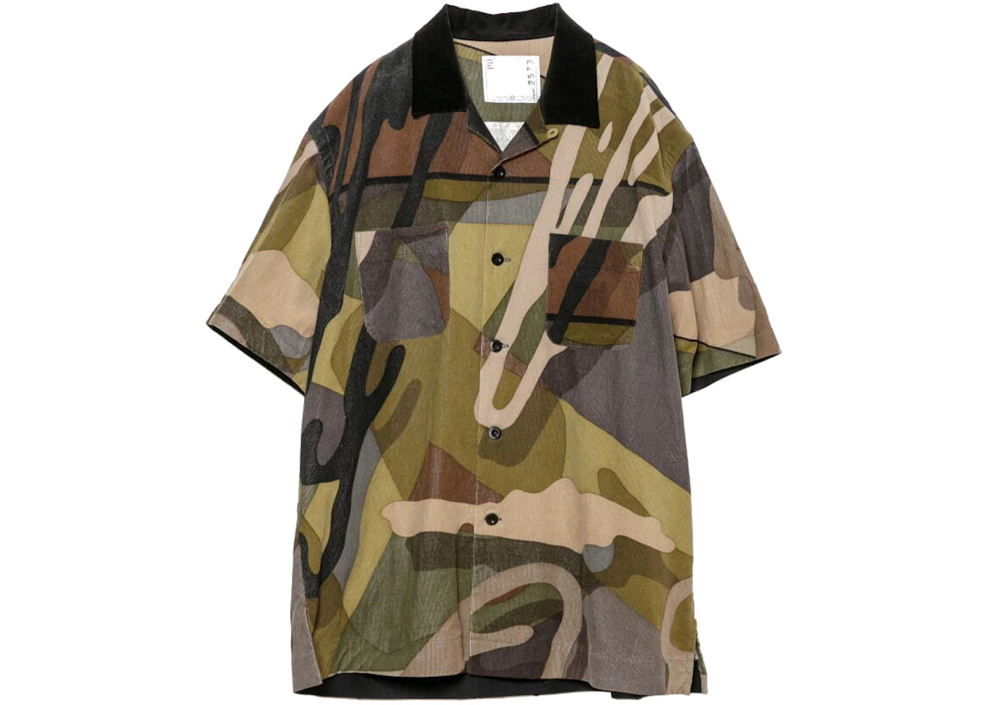 KAWS x Sacai Camo Button Shirt Green