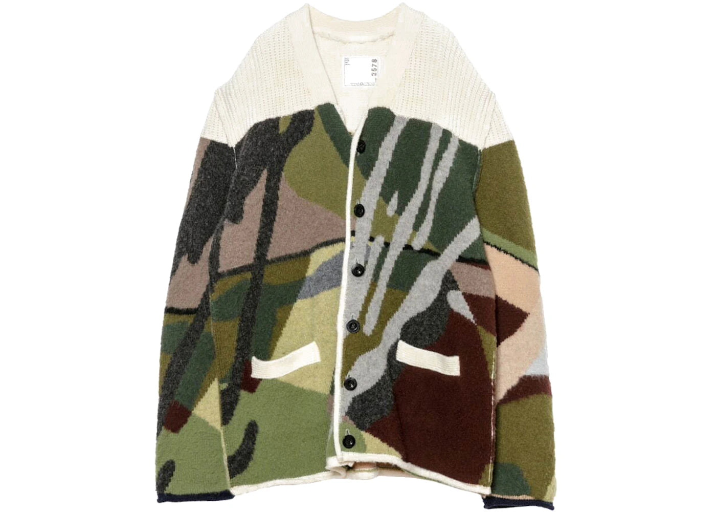 KAWS x Sacai Jacquard Knit Cardigan Camouflage