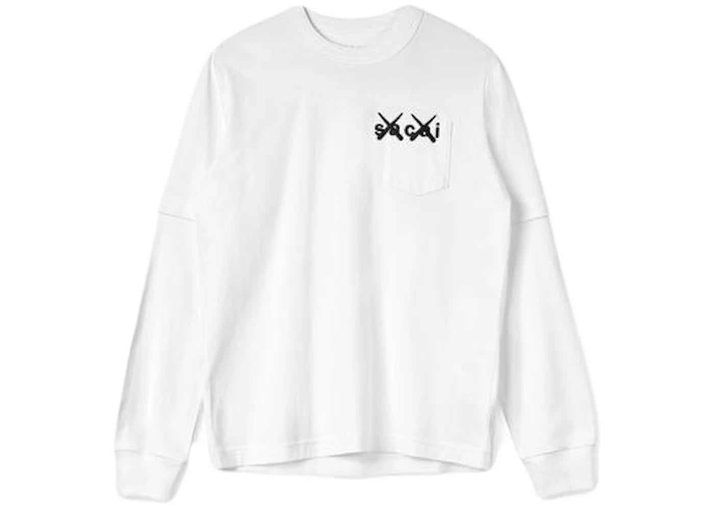 KAWS x Sacai Embroidery L/S Tee White