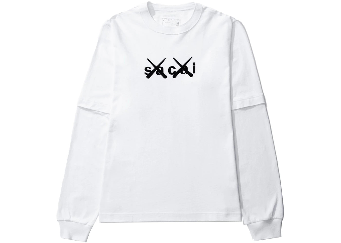 KAWS x Sacai Flock Print Long Sleeve T-shirt White