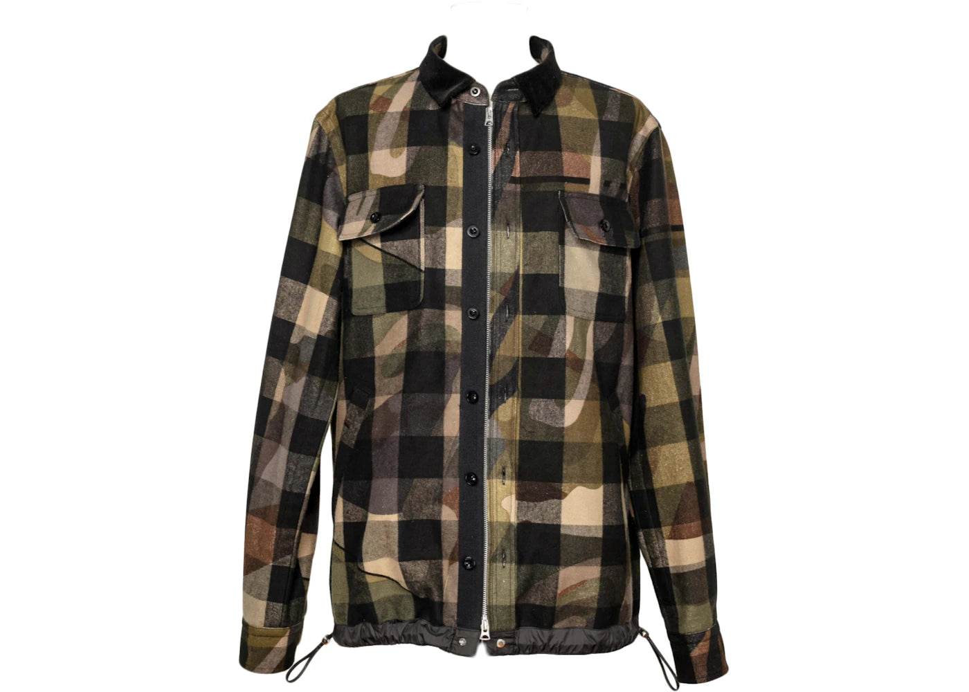 KAWS x Sacai L/S Plaid Shirt Green