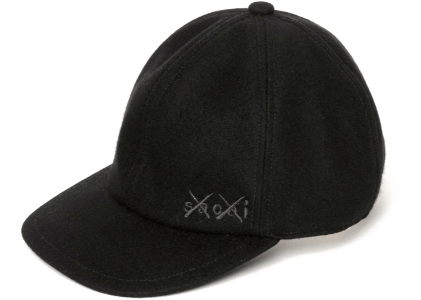 KAWS x Sacai Melton Cap Triple Black