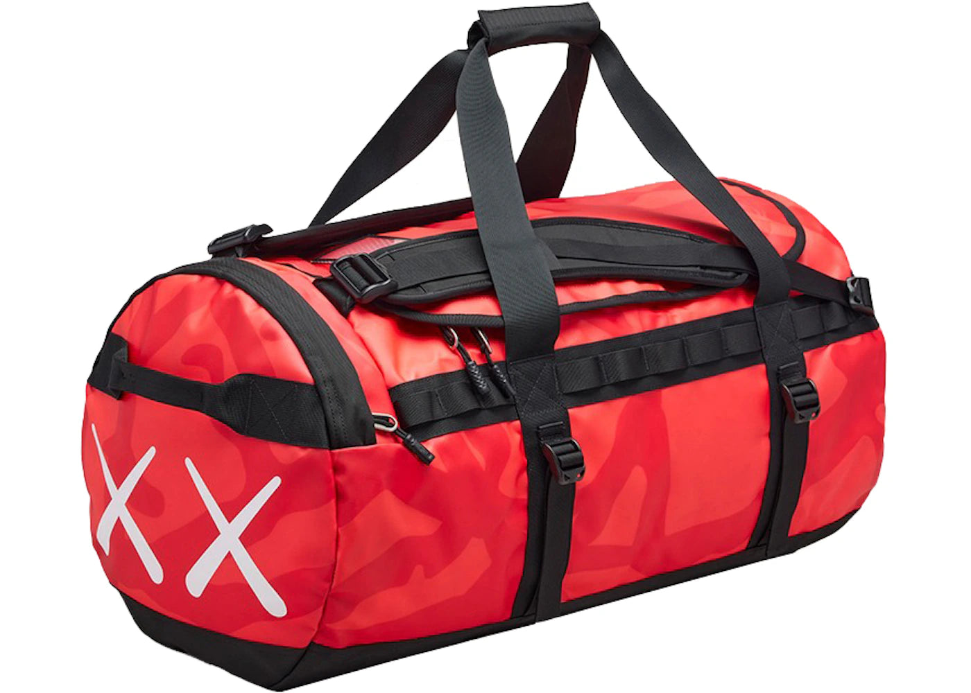 KAWS x The North Face M Duffle Bag Brilliant Coral 86 Print