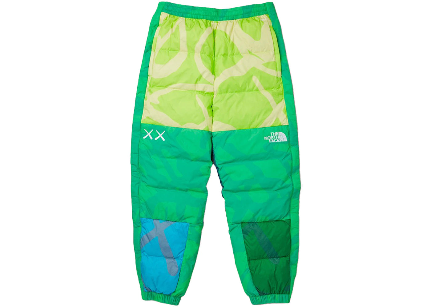 KAWS x The North Face Retro 1996 Nuptse Pants Safety Green Nuptse Print